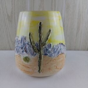 Vtg 60s  MCM McNees 221 Marked Pottery Ceramic Desert Theme planter Cactus